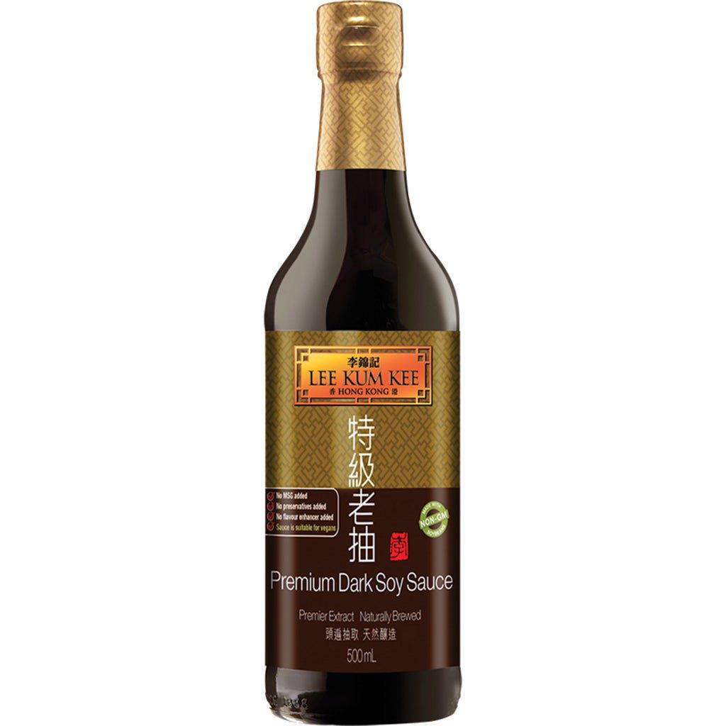 LEE KUM KEE Salsa de Soja Oscura Premium Hong Kong, Soja No Transgénica, Sabor Umami Intenso 500ml